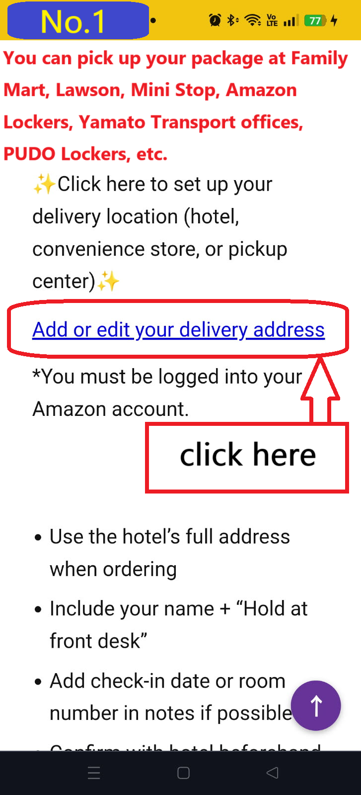 Image description of Click the add or edit your delivery address